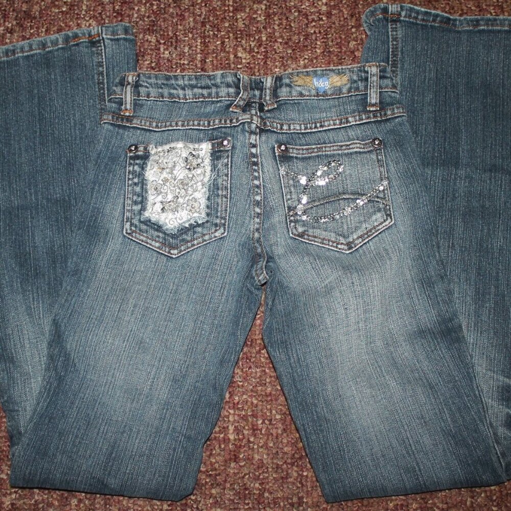 H&G Boot Cut Low Rise Lace & Sequin Pockets Sz 1 26 x 32